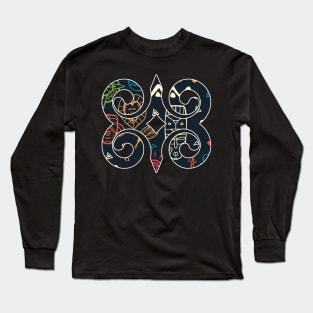 Ghana Akan Adinkra Symbol Ankara Pattern Long Sleeve T-Shirt